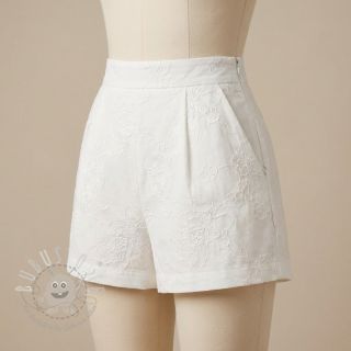 Baumwollstoff VOILE EMBROIDERY Flowers white