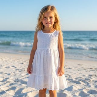 Baumwollstoff EMBROIDERY TWO-SIDE SCALLOP Neo white
