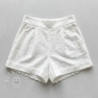 Baumwollstoff EMBROIDERY TWO-SIDE SCALLOP Simi white