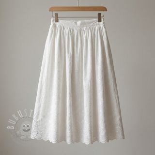 Baumwollstoff EMBROIDERY TWO-SIDE SCALLOP Simi white
