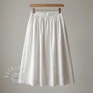 Baumwollstoff EMBROIDERY TWO-SIDE SCALLOP Simi white
