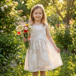 Baumwollstoff YARN DYED Stripes JACQUARD Flowers sand