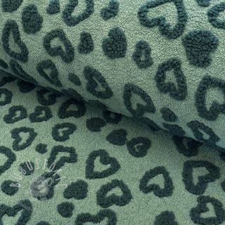 Mantelstoff TEDDY Hearts old green