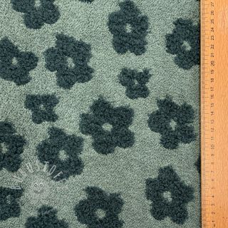 Kuschelfrottee Knitted flowers old green
