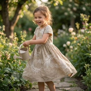 Baumwollstoff VOILE EMBROIDERY Kokka natural