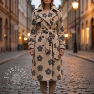 Kuschelfrottee Knitted flowers sand