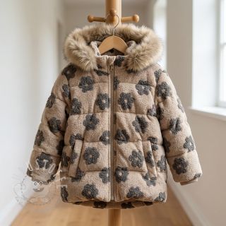 Kuschelfrottee Knitted flowers sand