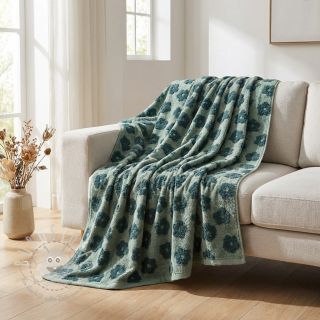 Kuschelfrottee Knitted flowers old green