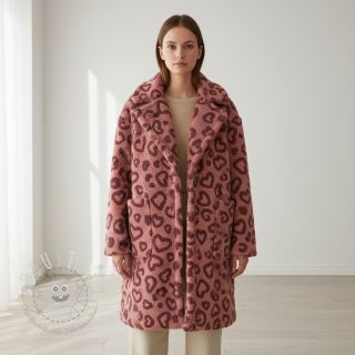 Mantelstoff TEDDY Hearts old pink