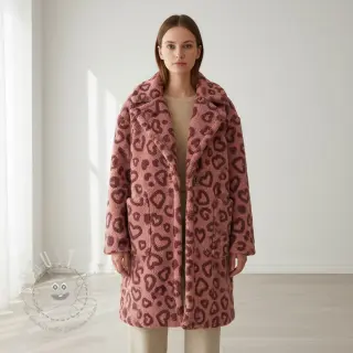 Mantelstoff TEDDY Hearts old pink