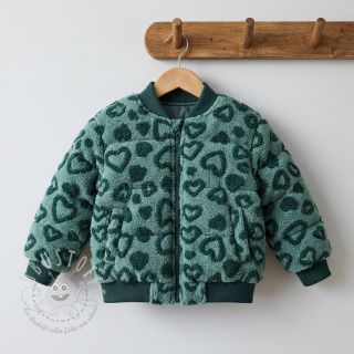 Mantelstoff TEDDY Hearts old green