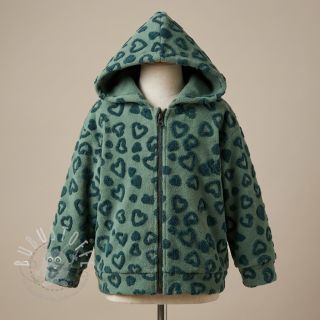 Mantelstoff TEDDY Hearts old green