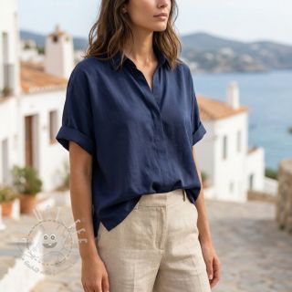 Baumwollstoff mit Viskose navy