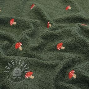 Mantelstoff EMBROIDERY Little mushrooms green