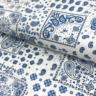 Baumwollstoff Kansas blanc blue