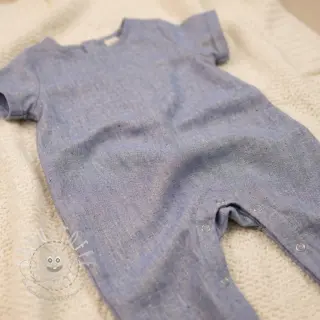 Baumwollstoff mit Leinen LUREX blue