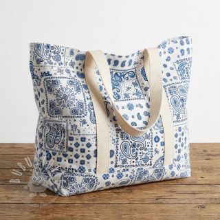 Baumwollstoff Kansas blanc blue