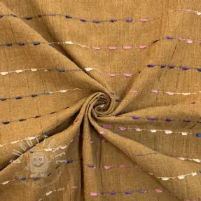 Baumwollstoff DOBBY CRINKLE Stripe camel