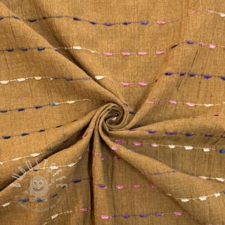 Baumwollstoff DOBBY CRINKLE Stripe camel