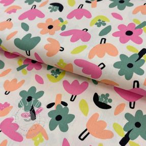 Baumwollstoff Flowers natural/green by JENNIFER BOURON ORGANIC