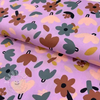 Baumwollstoff Flowers lavender by JENNIFER BOURON ORGANIC