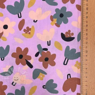 Baumwollstoff Flowers lavender by JENNIFER BOURON ORGANIC
