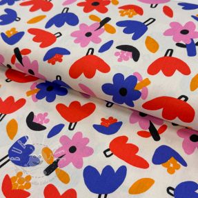Baumwollstoff Flowers natural/blue by JENNIFER BOURON ORGANIC