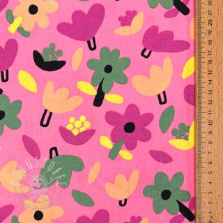Baumwollstoff Flowers pink by JENNIFER BOURON ORGANIC