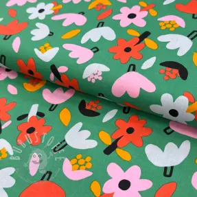 Baumwollstoff Flowers green by JENNIFER BOURON ORGANIC