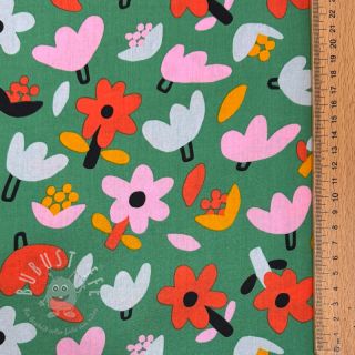 Baumwollstoff Flowers green by JENNIFER BOURON ORGANIC
