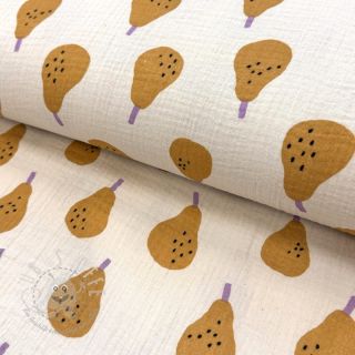 Double gauze/musselin Pears ochre by JENNIFER BOURON ORGANIC