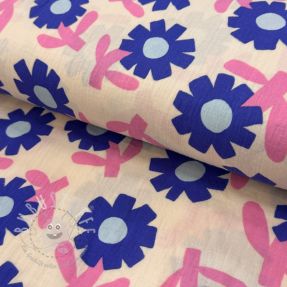 Double gauze/musselin Flowers blue by JENNIFER BOURON ORGANIC