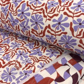 Double gauze/musselin STEPPED Flowers natural