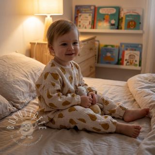 Double gauze/musselin Pears ochre by JENNIFER BOURON ORGANIC