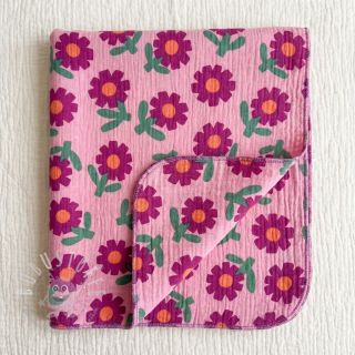 Double gauze/musselin Flowers pink by JENNIFER BOURON ORGANIC