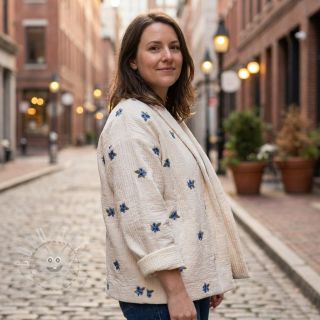 Double gauze/musselin EMBROIDERY STRIPED Fruit natural