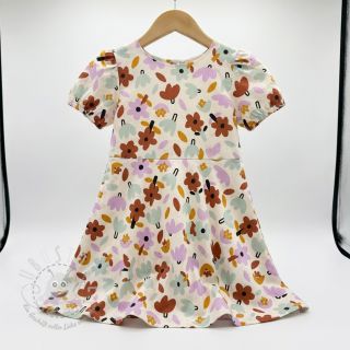 Baumwollstoff Flowers natural/lavender by JENNIFER BOURON ORGANIC