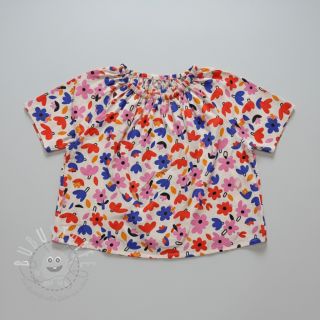 Baumwollstoff Flowers natural/blue by JENNIFER BOURON ORGANIC