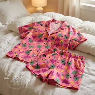 Baumwollstoff Flowers pink by JENNIFER BOURON ORGANIC