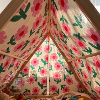 Double gauze/musselin Flowers natural/pink by JENNIFER BOURON ORGANIC