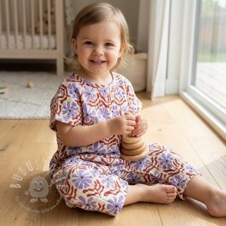 Double gauze/musselin STEPPED Flowers natural