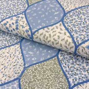 Baumwollstoff Flowers patchwork baby blue