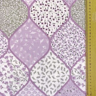 Baumwollstoff Flowers patchwork lilac