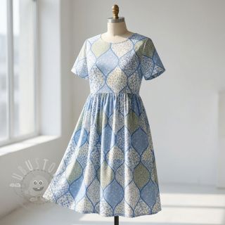 Baumwollstoff Flowers patchwork baby blue