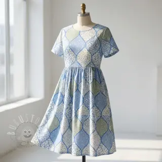 Baumwollstoff Flowers patchwork baby blue