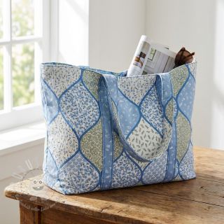 Baumwollstoff Flowers patchwork baby blue