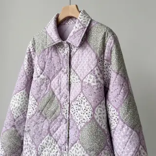 Baumwollstoff Flowers patchwork lilac
