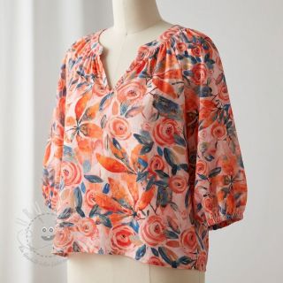 Viskosestoff RAYON POPLIN Printed Rosie design B