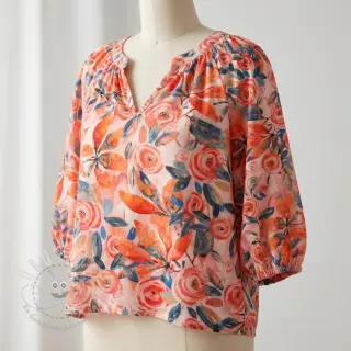 Viskosestoff RAYON POPLIN Printed Rosie design B