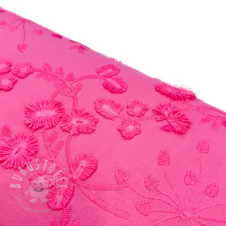 Baumwollstoff EMBROIDERY Catchy leaves pink
